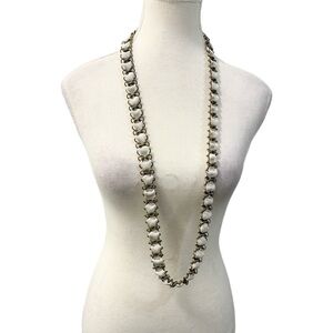 Club Monaco Vintage White Ribbon Woven Chain Necklace
